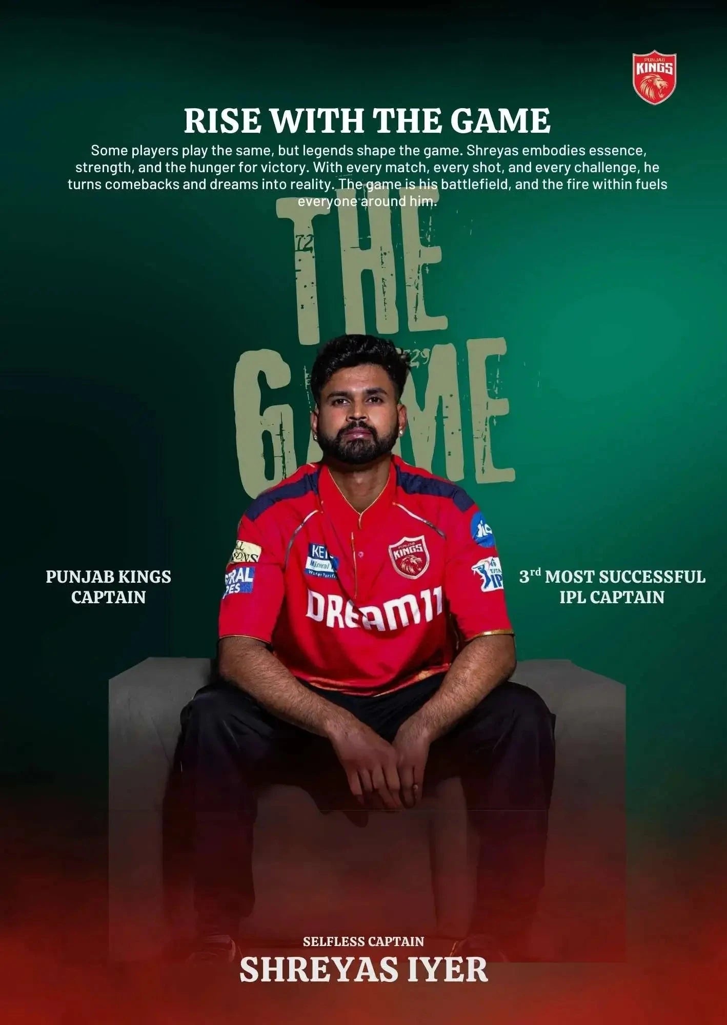 Shreyas Iyer "Rise With The Game" Captain Poster