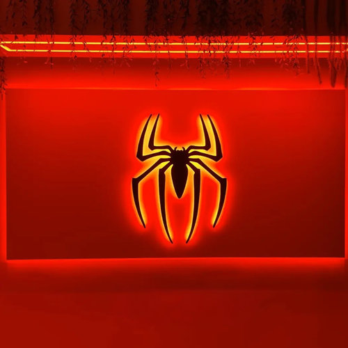 Spider Silhouette Backlit Wall Art | Red Glow Game Room Decor -  - Jolly Gifts And Arts
