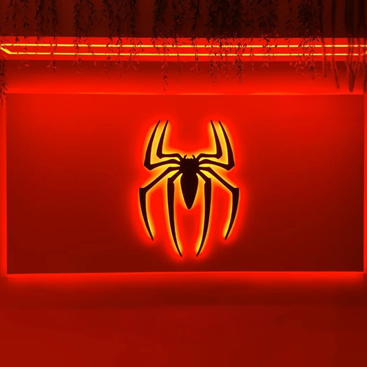 Spider Silhouette Backlit Wall Art | Red Glow Game Room Decor -  - Jolly Gifts And Arts