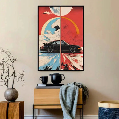 Split-Color Dynamic Porsche Wall Art