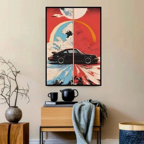Split-Color Dynamic Porsche Wall Art