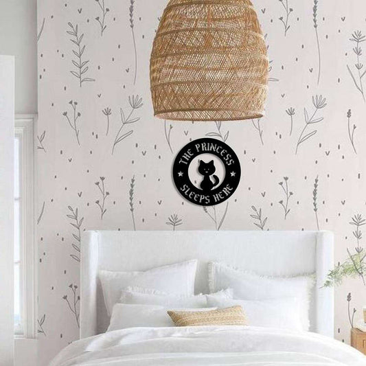 "The Princess Sleeps Here" Cat Wall Sign
